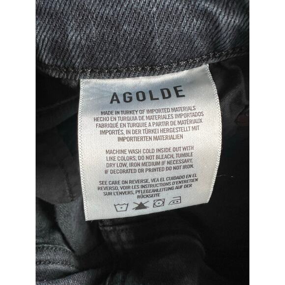 Agolde Denim Jeans Sz 32 Stretch Faded Black Mid Rise Straight Toni Slim - Picture 5 of 7